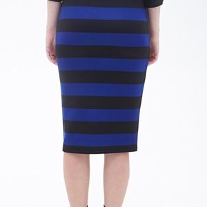 Forever 21 Striped Knit Pencil Skirt in Blue
